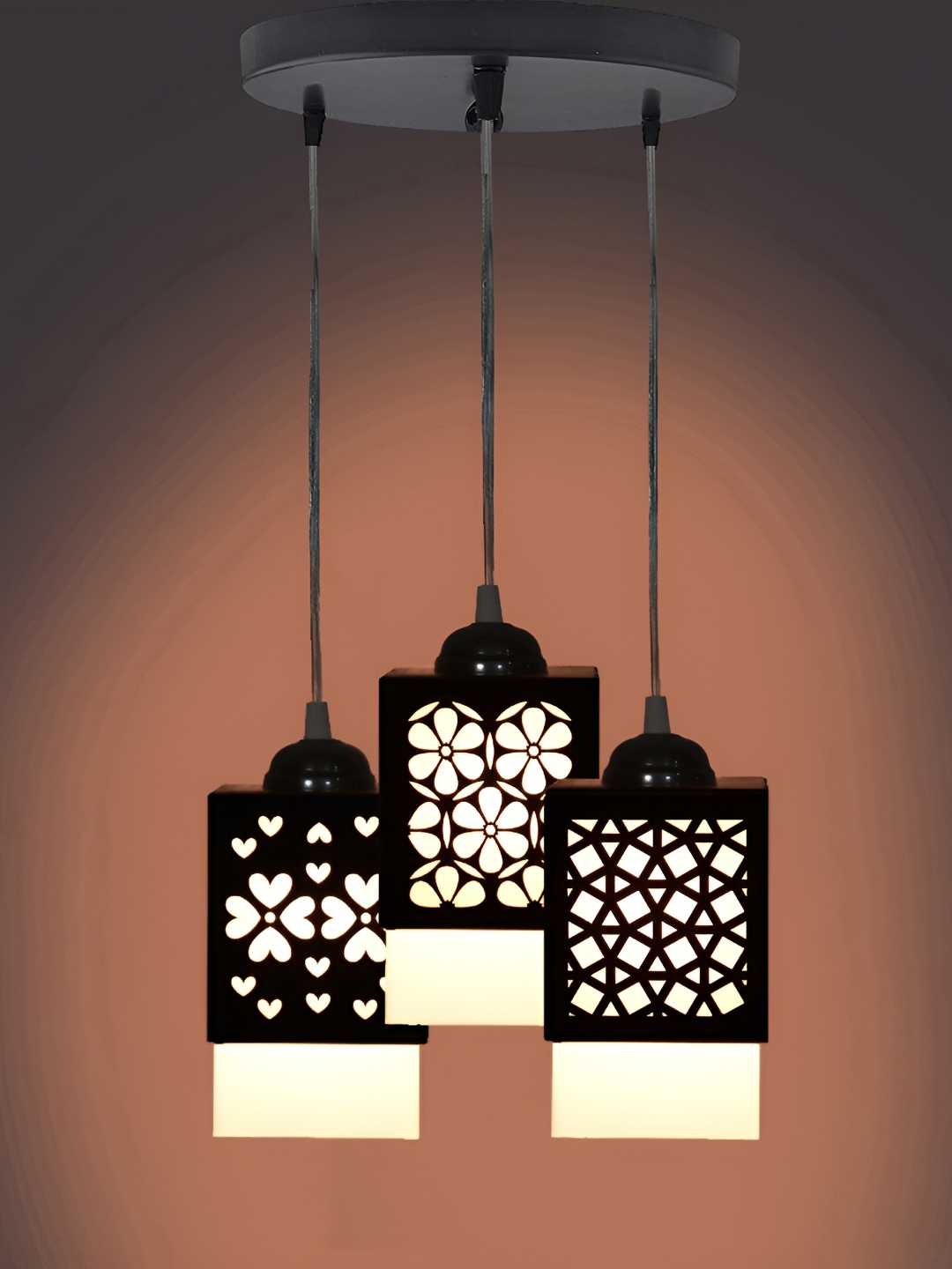 

1ST TIME Black Textured Traditional Wooden Ceiling Lamp