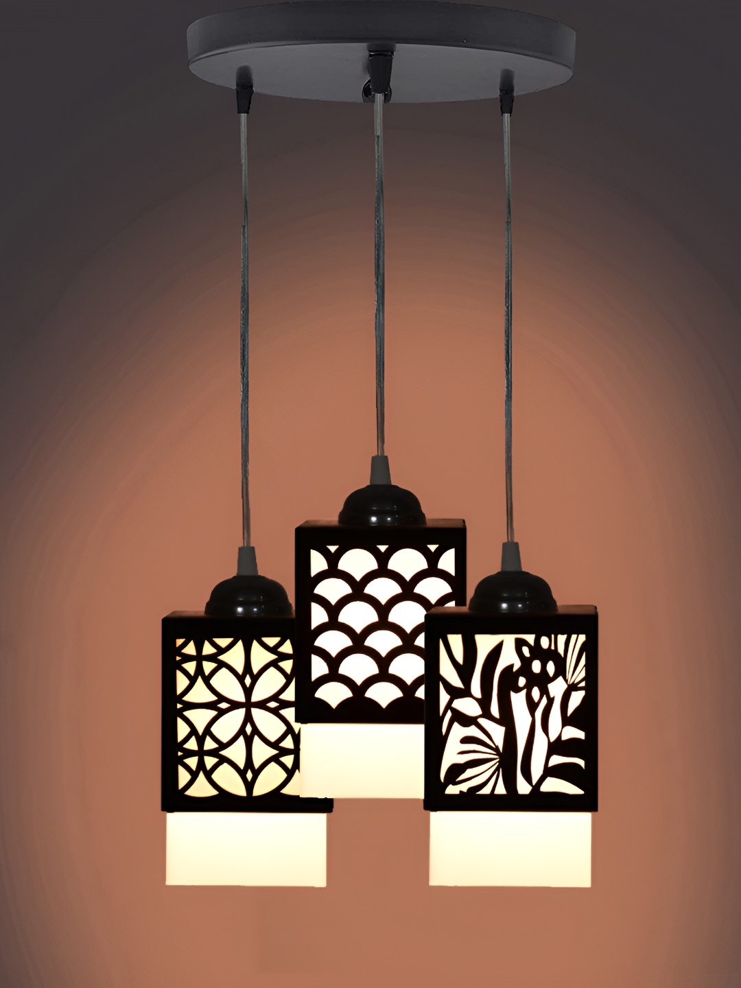

1ST TIME Black & White Textured Wooden Contemporary Rectangle Shaped Ceiling Lamp