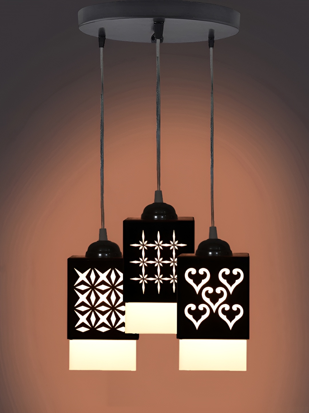 

1ST TIME Black & White Textured Wooden Contemporary Rectangle Shaped Ceiling Lamp