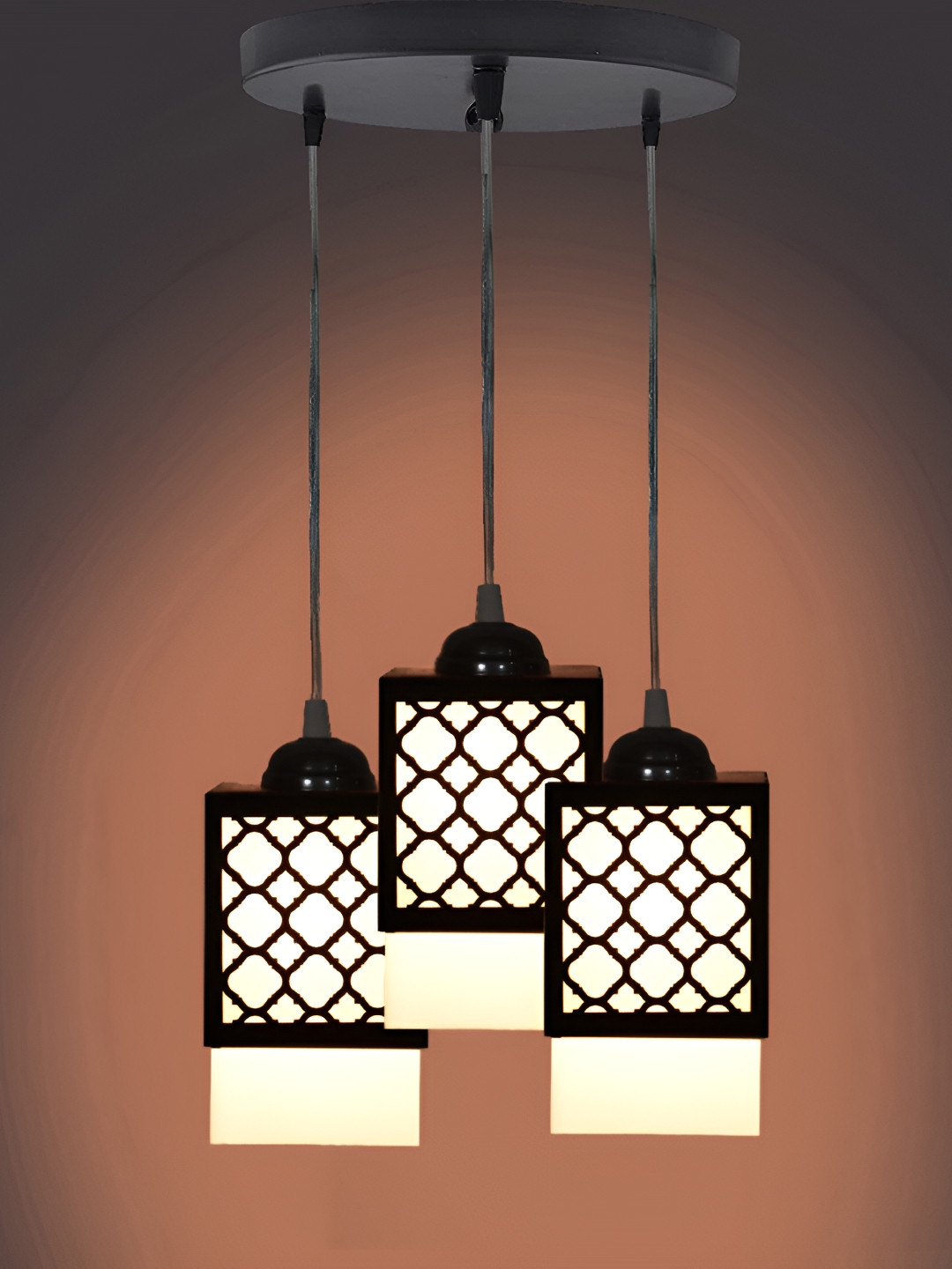 

1ST TIME Black Textured Wooden Rectangle Shaped Ceiling Lamp