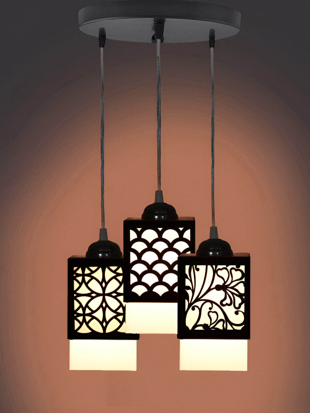 

1ST TIME Black Textured Wooden Contemporary Ceiling Lamp