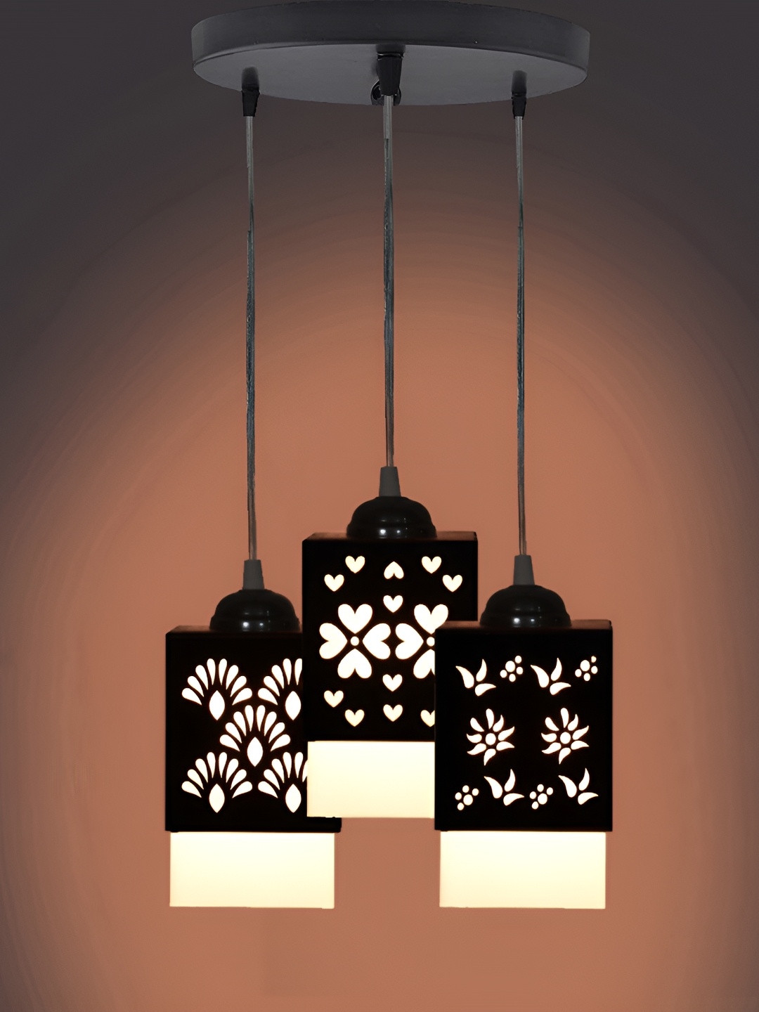 

1ST TIME Black & Grey Textured Wooden Rectangle Shaped Contemporary Ceiling Lamp