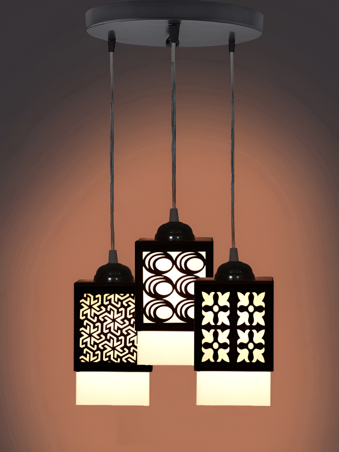 

1ST TIME Black Textured Traditional Wooden Ceiling Lamp