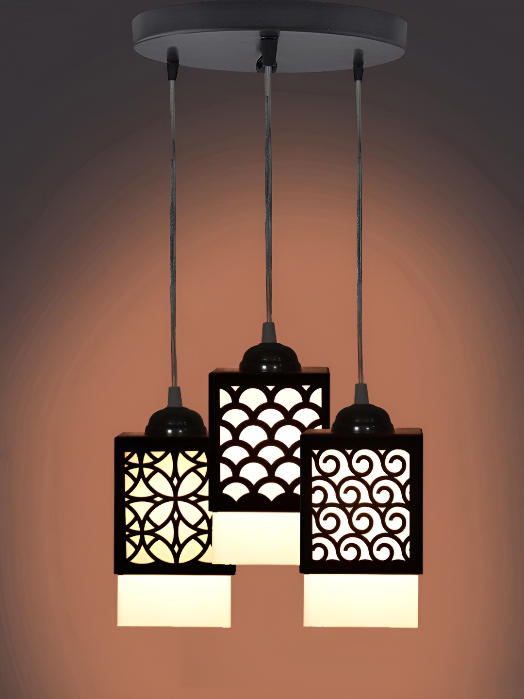 1ST TIME Black Textured Contemporary Wooden Ceiling Lamp