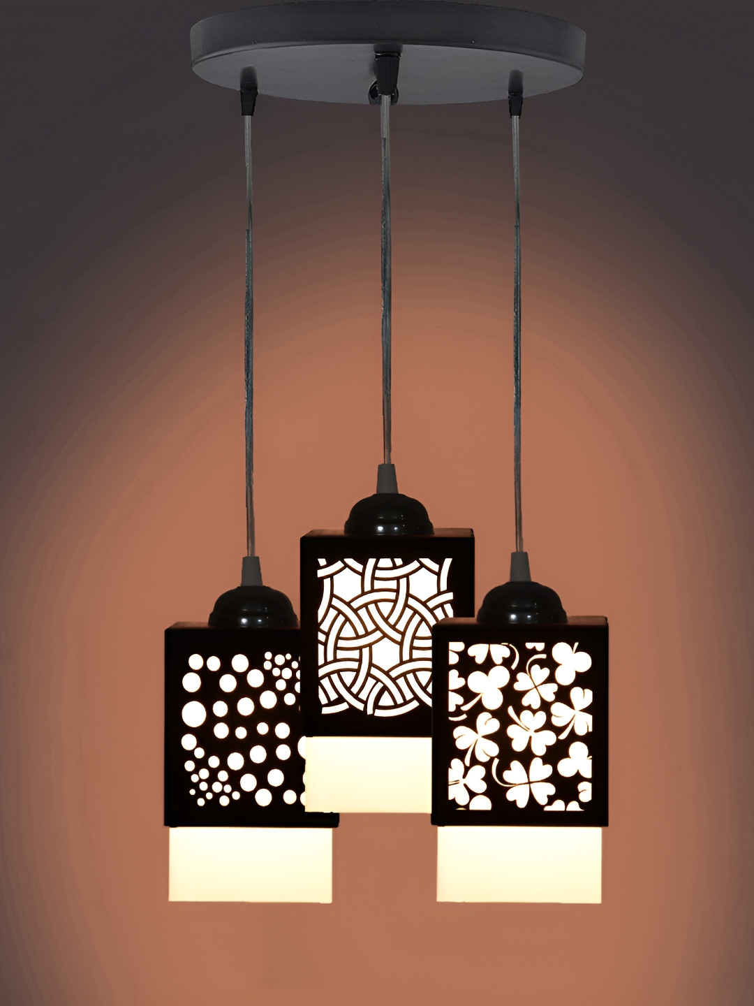 

1ST TIME Black & White Textured Wooden Contemporary Rectangular Ceiling Lamp
