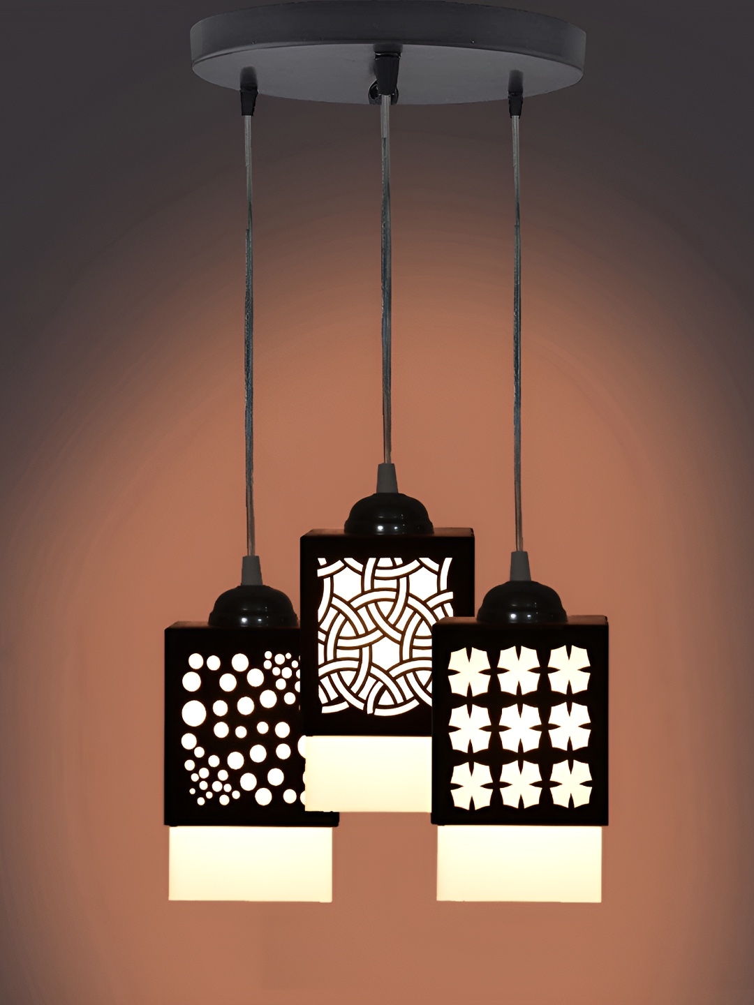 

1ST TIME Black & Grey Textured Wooden Contemporary Rectangular Ceiling Lamp