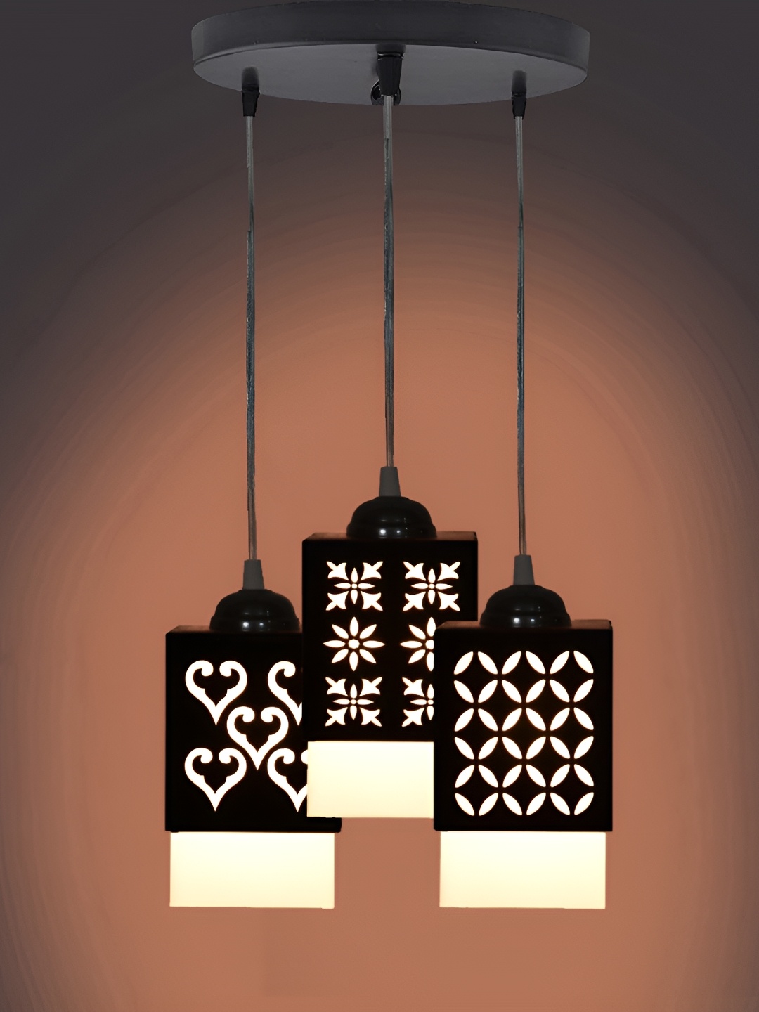 

1ST TIME Black Textured Wooden Rectangle Shaped Ceiling Lamp