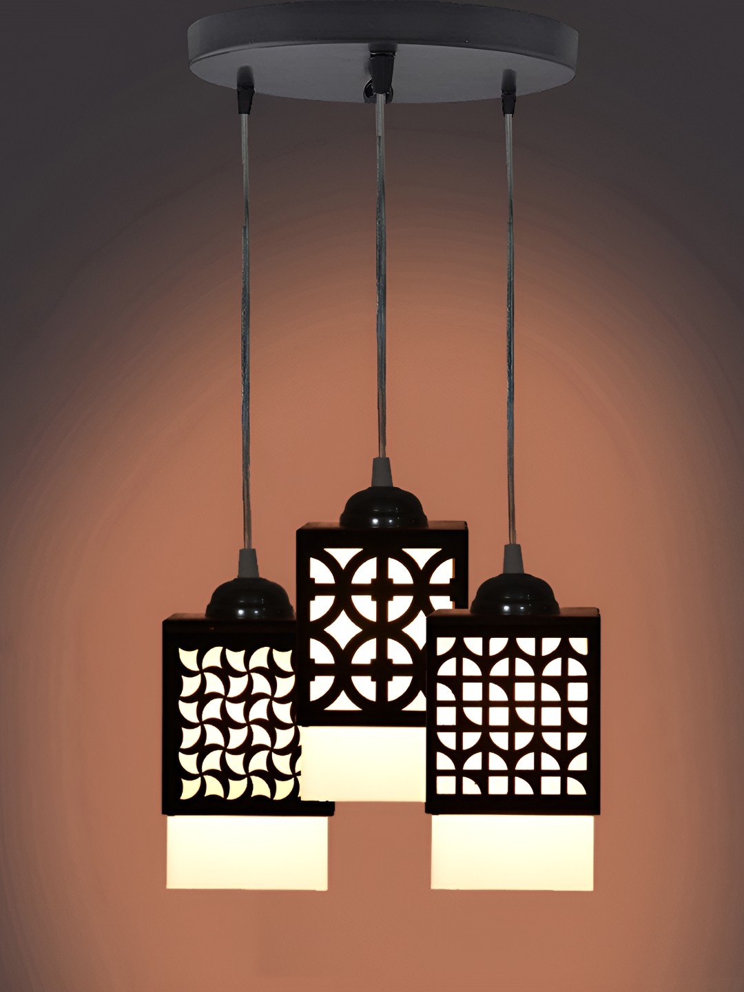 

1ST TIME Black & White Textured Wooden Contemporary Rectangular Ceiling Lamp