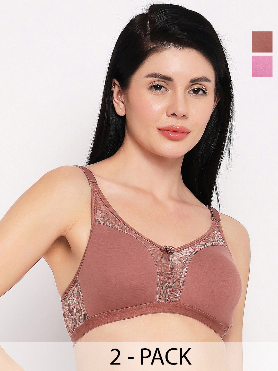 

TOFTY Pack Of 2 Full Coverage Non Padded Cotton T-shirt Bra With All Day Comfort, Rust