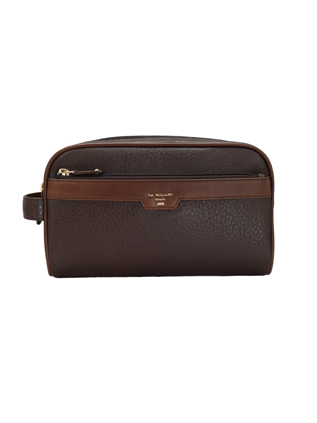 

Da Milano Textured Genuine Leather Travel Pouch, Brown