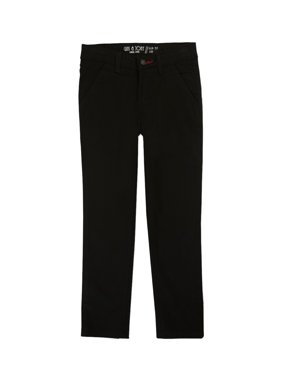 

Gini and Jony Boys Mid Rise Elasticated Cotton Trousers, Black
