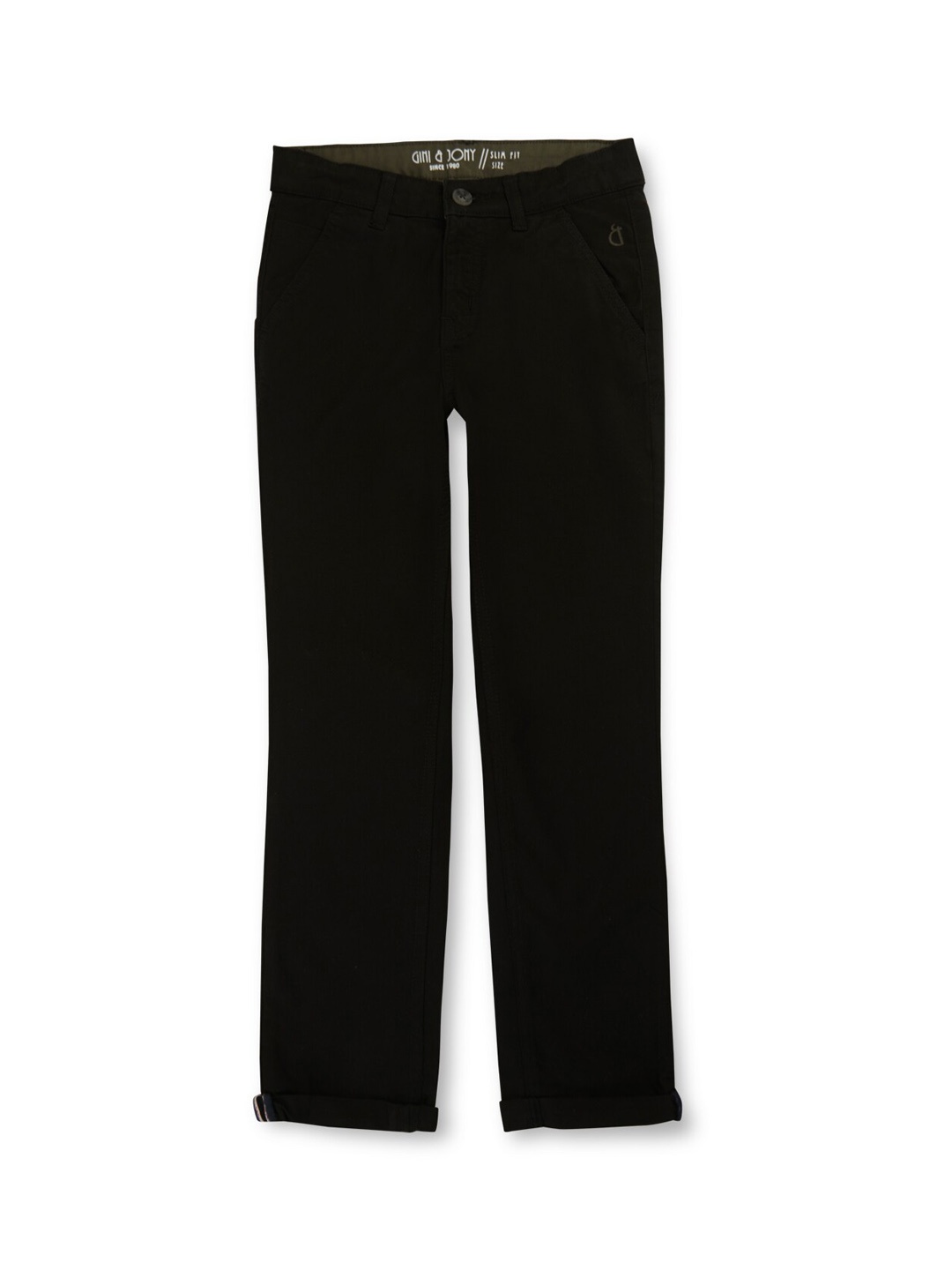 

Gini and Jony Boys Elasticated Cotton Trouser, Black