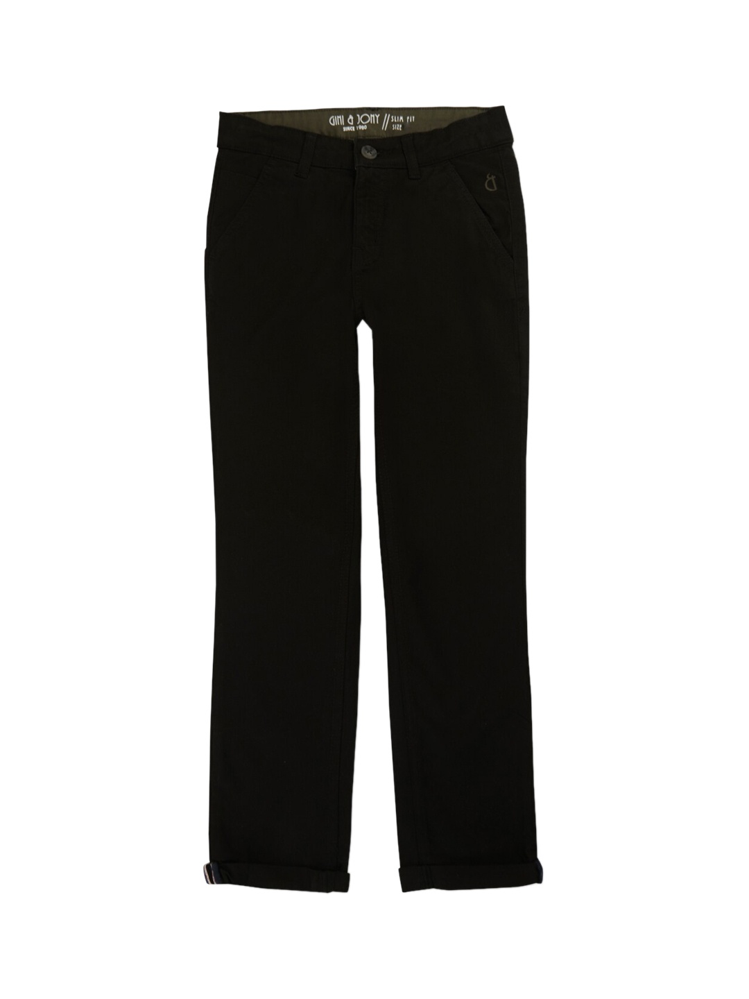 

Gini and Jony Boys Mid Rise Elasticated Cotton Trousers, Black