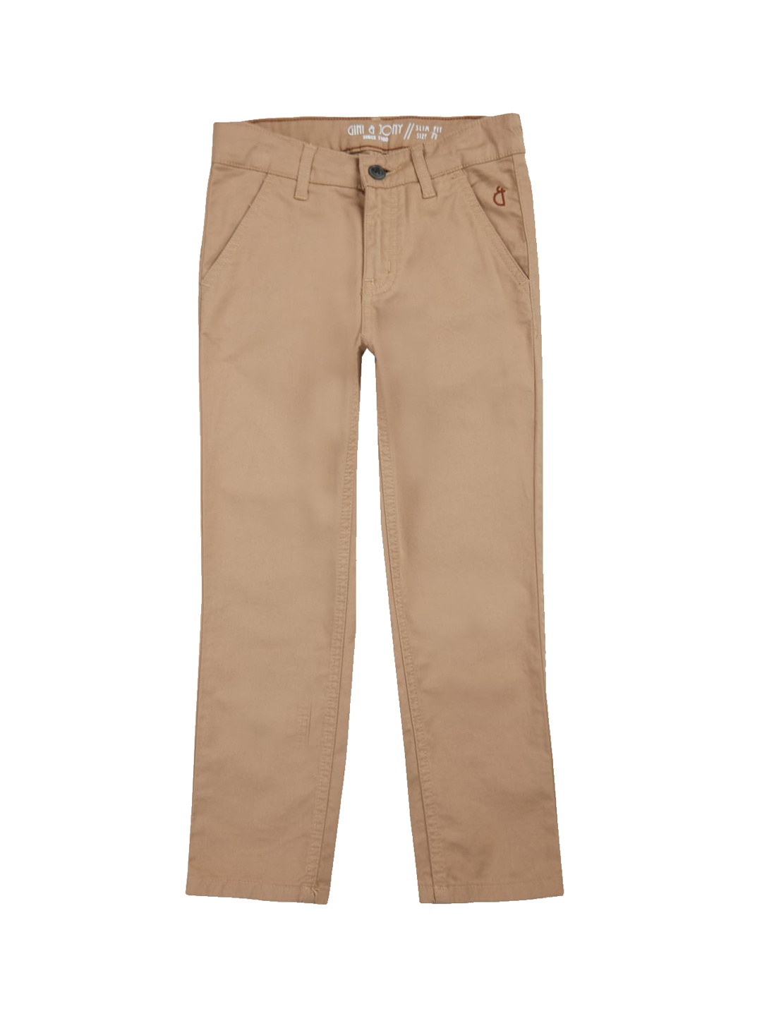 

Gini and Jony Boys Mid Rise Elasticated Cotton Chinos Trousers, Khaki