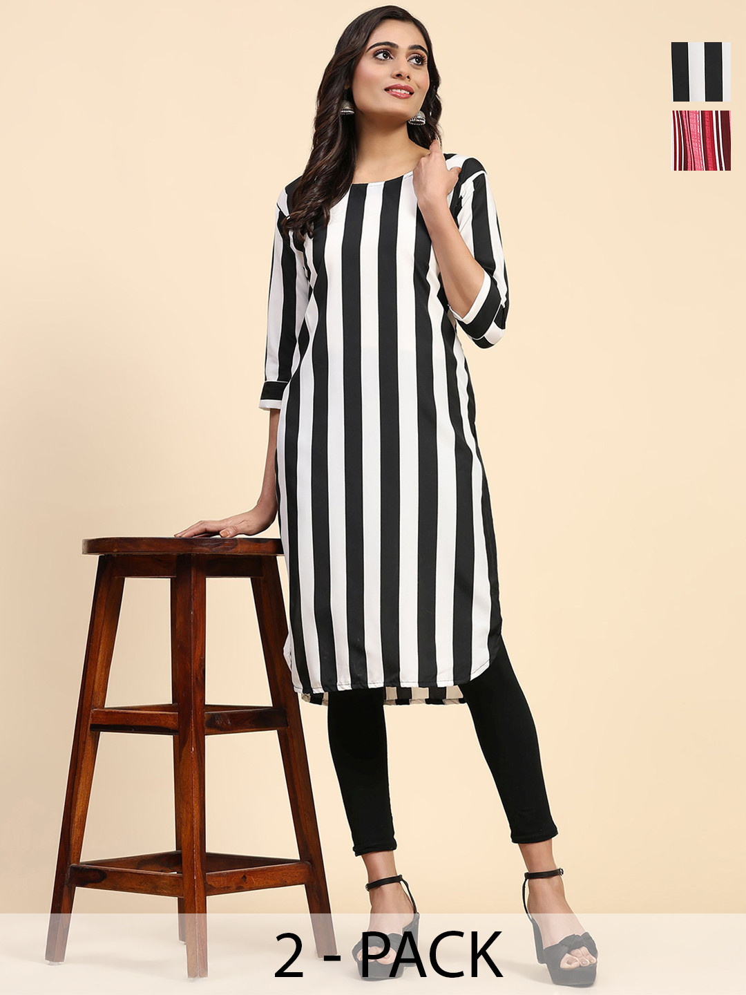 

Phenav Selection Of 2 Striped Kurti, White