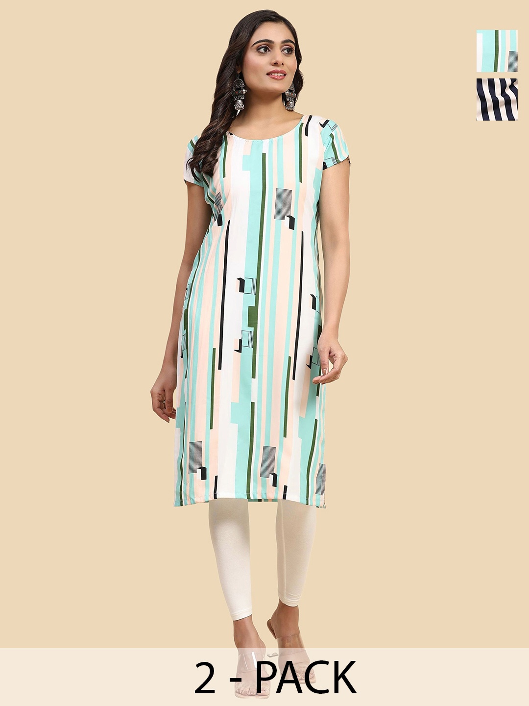 

Phenav Selection Of 2 Striped Kurti, White