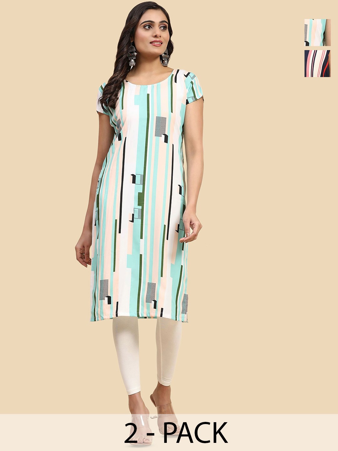 

Phenav Selection Of 2 Striped Kurti, White