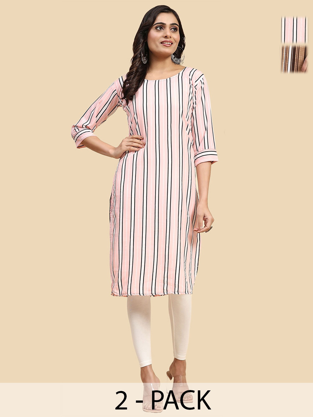 

Phenav Selection Of 2 Striped Kurti, White