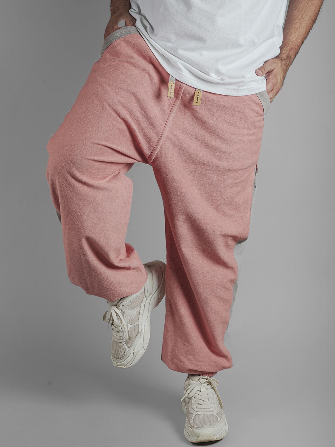 

BOMBAY TROOPER Unisex Loose Fit Joggers Trousers, Peach