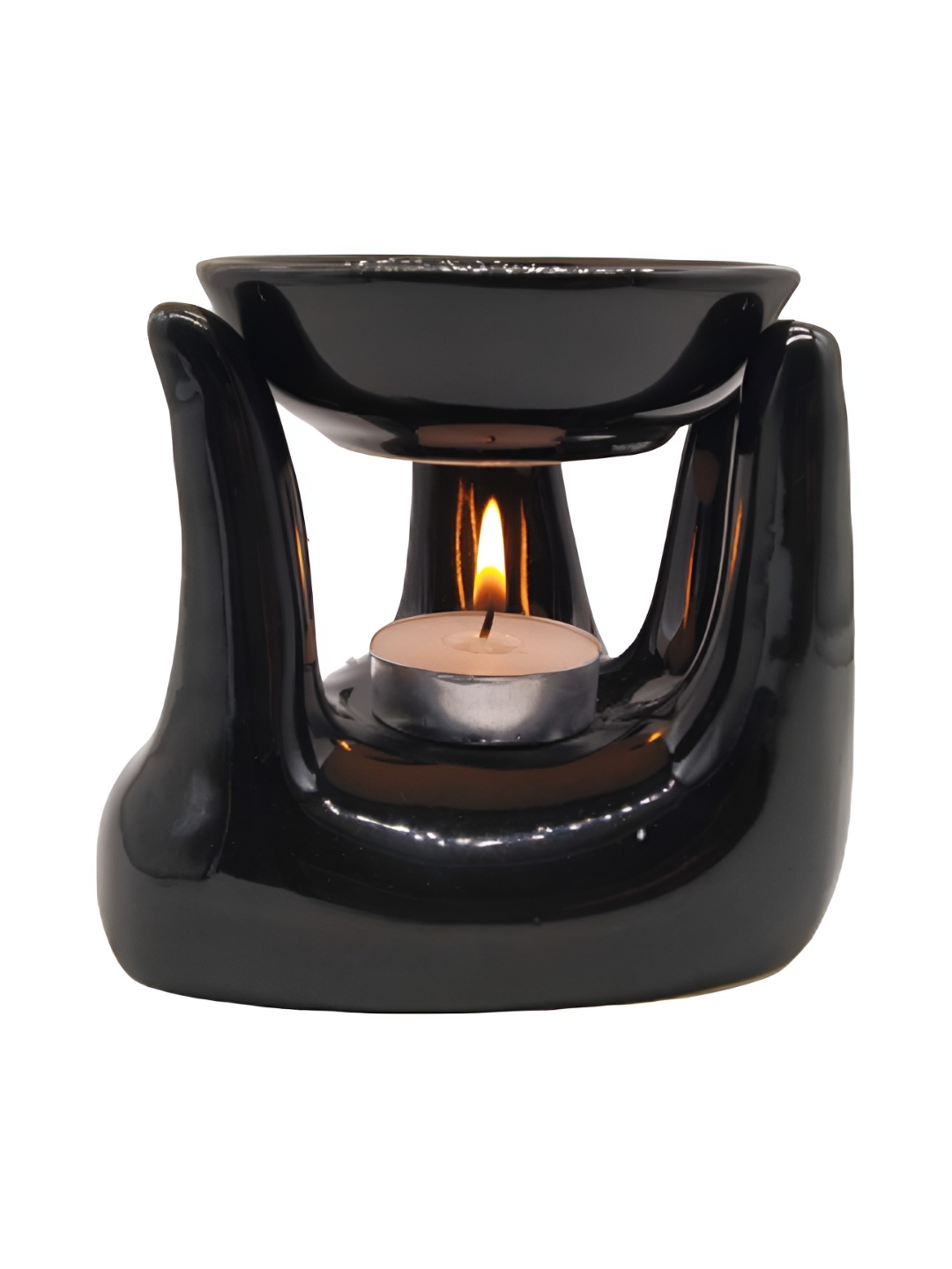 

INDIA MEETS INDIA Black Ceramic Tea Light Candle Holder