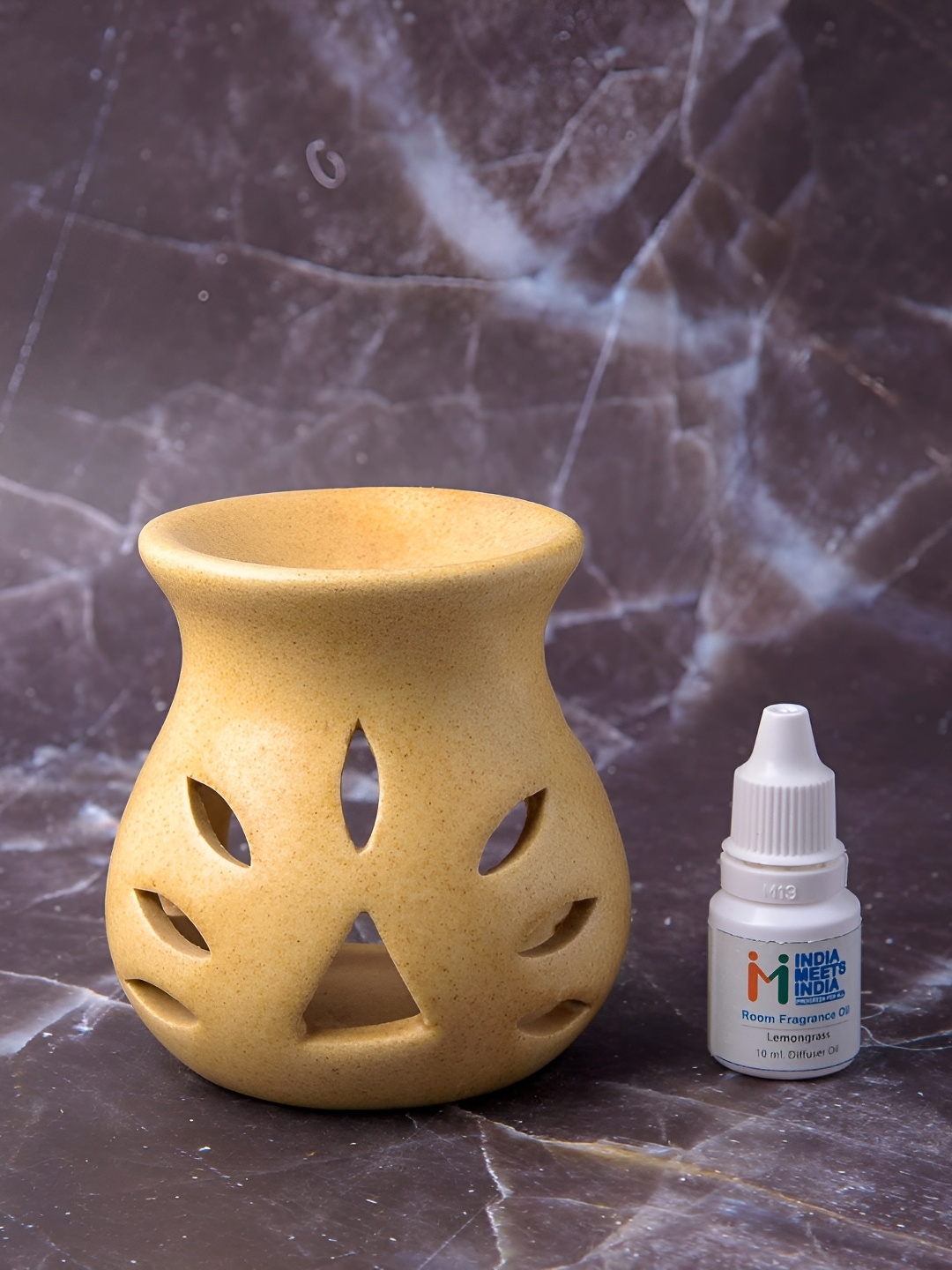 

INDIA MEETS INDIA Yellow Ceramic Tea Light Candle Holder