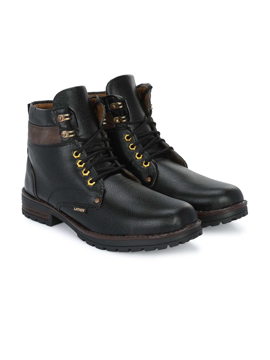 

Woakers Men Round Toe Mid-Top Boots, Black