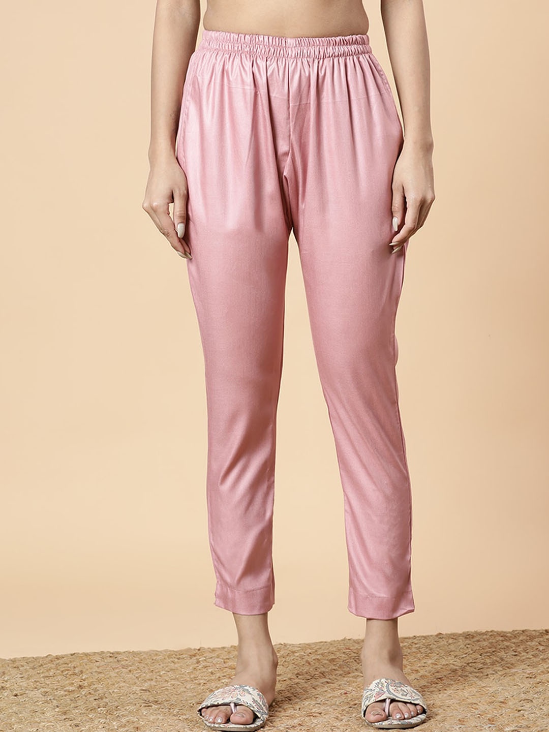 

LetsDressUp Women Mid-Rise Casual Trouser, Rose gold
