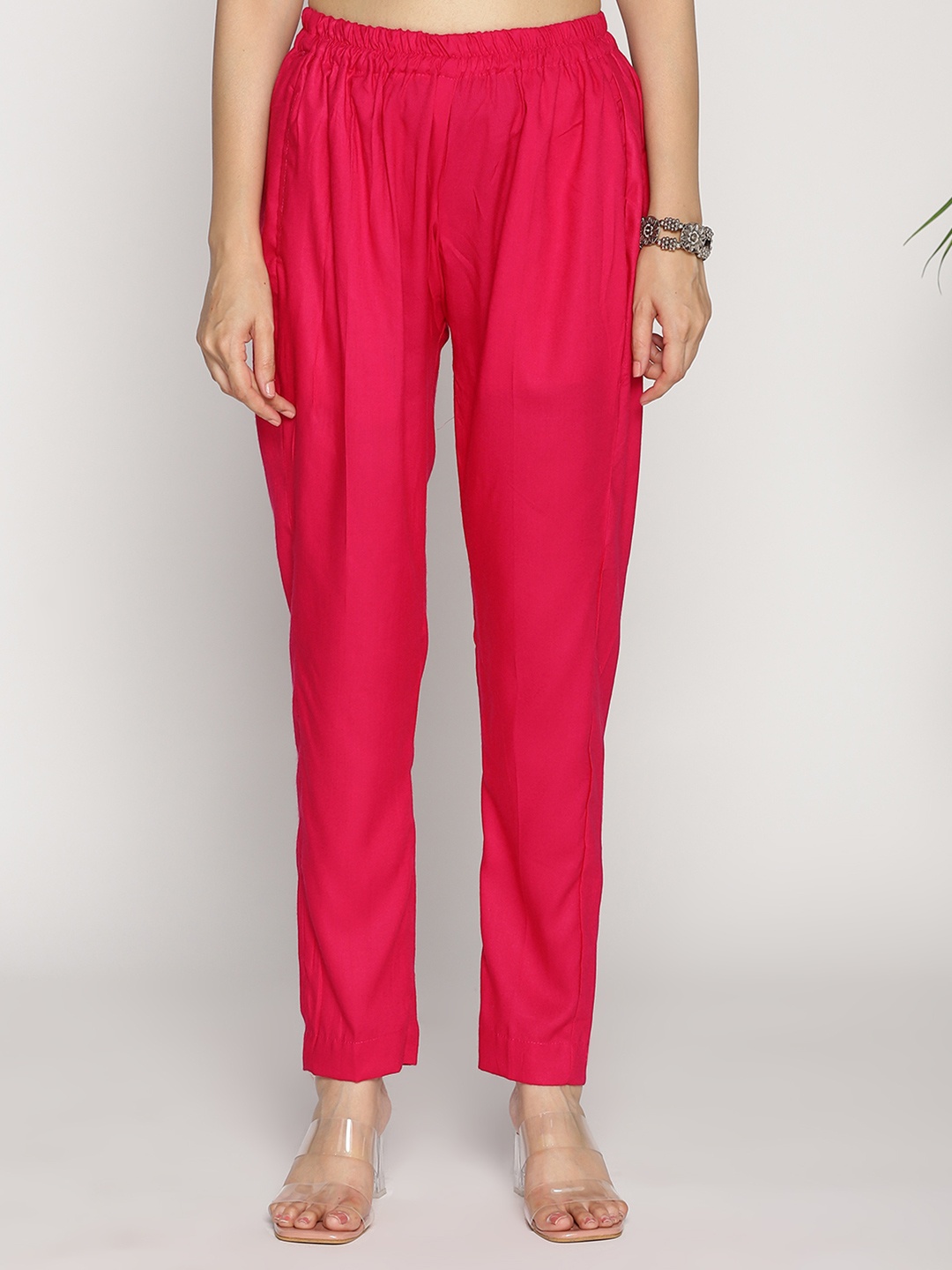 

LetsDressUp Women Mid-Rise Casual Trouser, Red