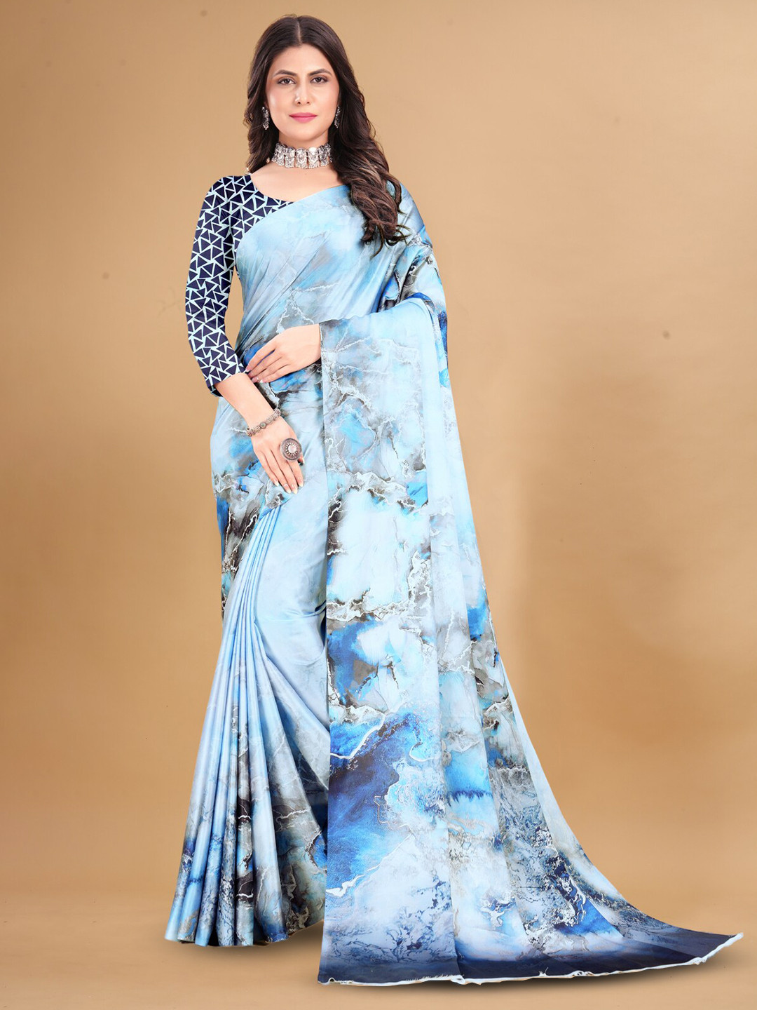

Inithi Ombre Dyed Satin Saree, Blue