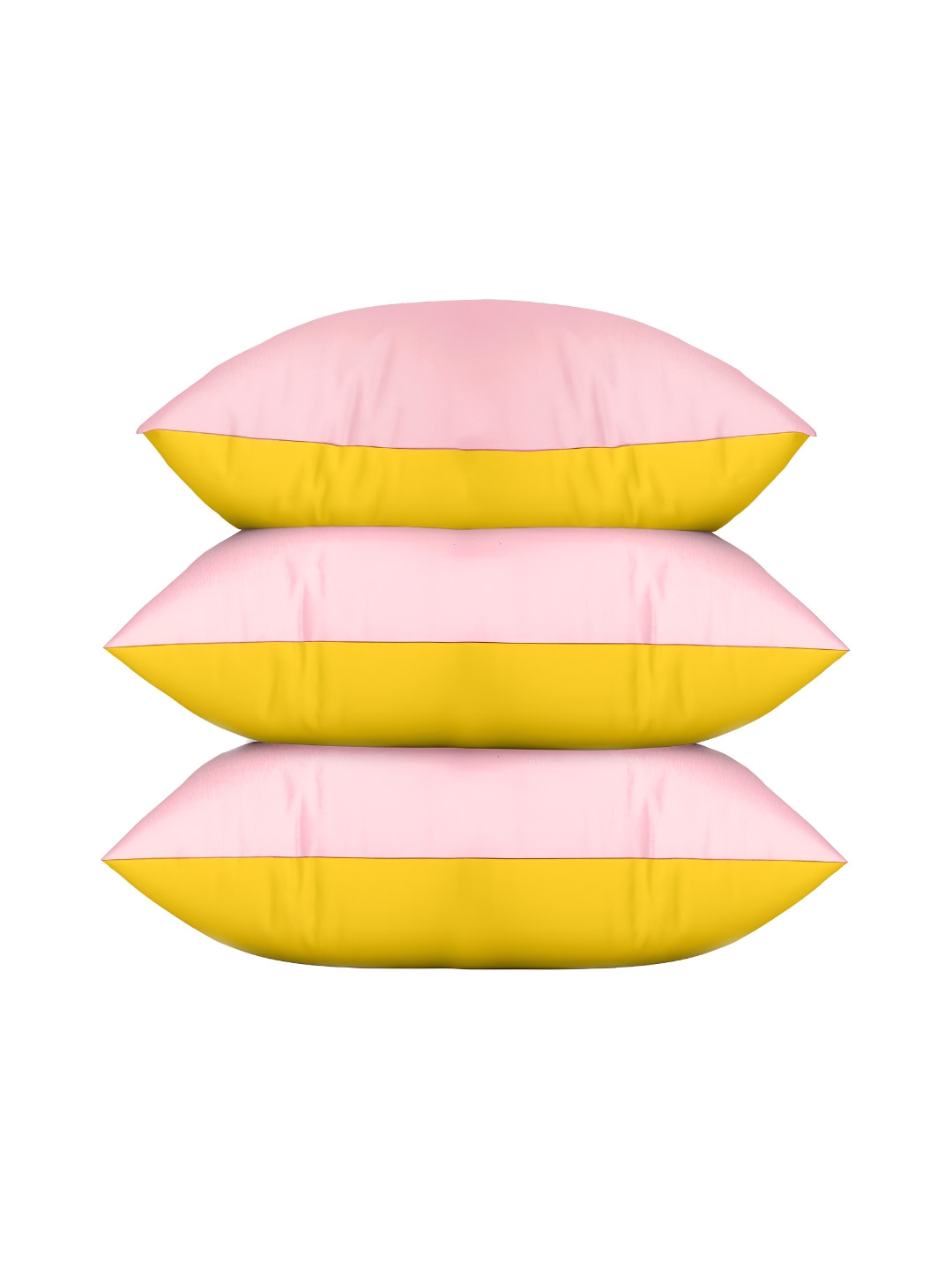 

BIRD WING Pink & Yellow 3 Pcs Square Cushion Covers, Multi