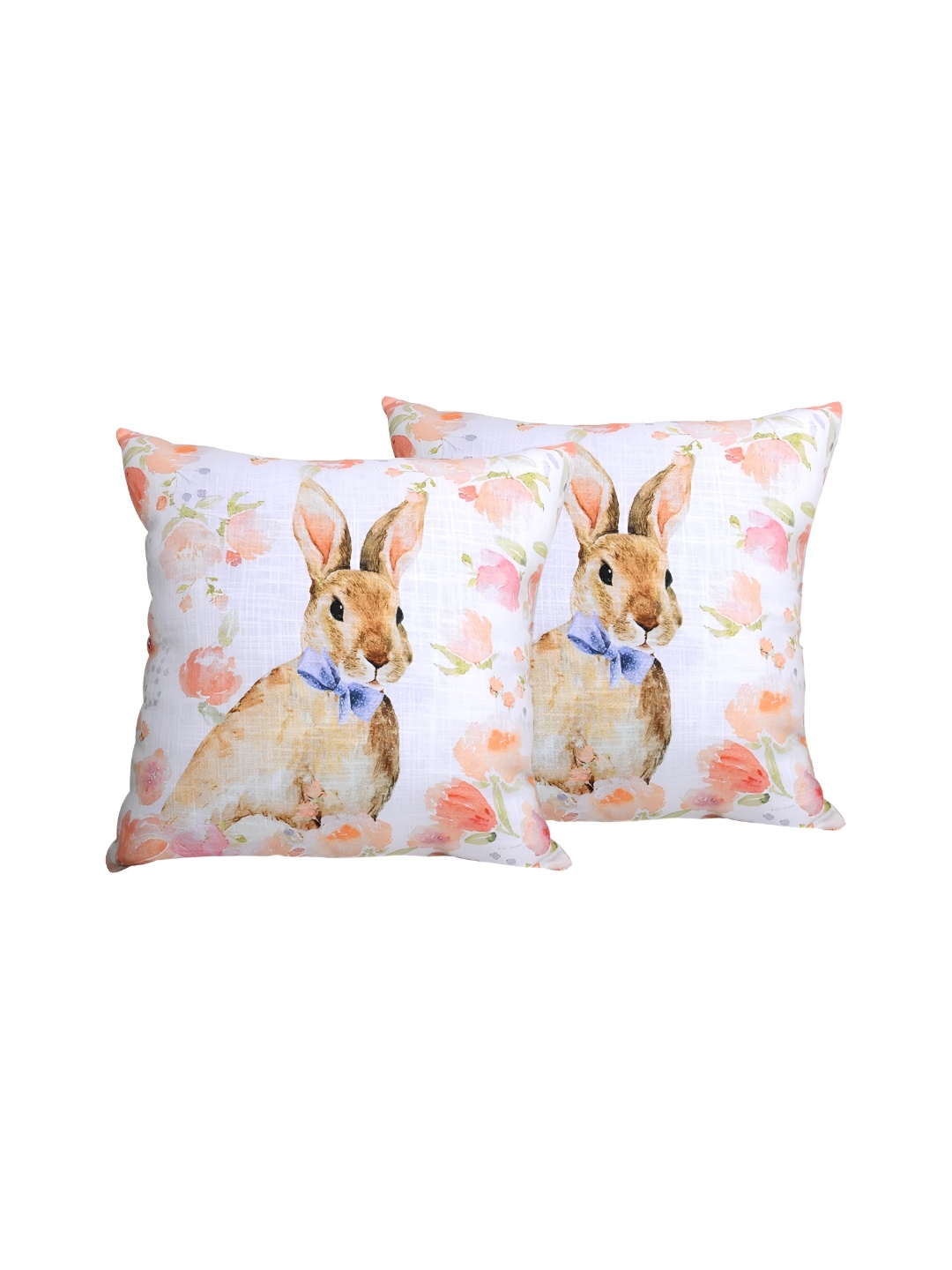 

BIRD WING 2 Pieces Square Self Design Cotton Cushion Covers, White