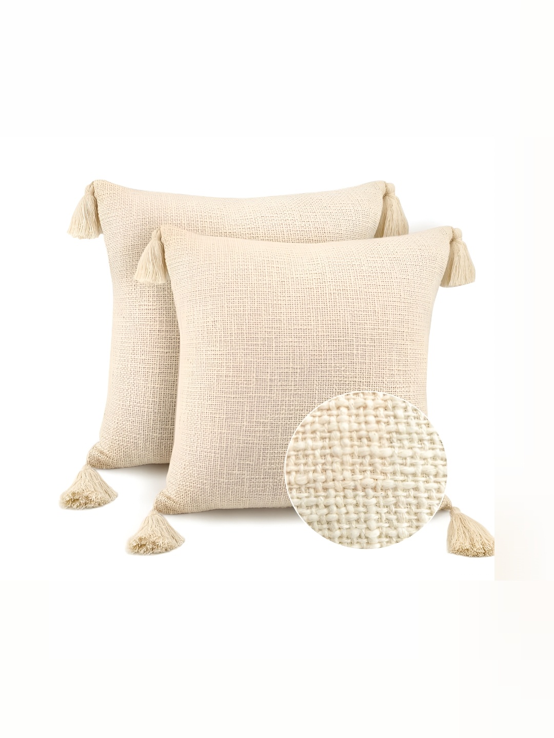 

BIRD WING Cream Self Design Cotton Square Cushion Cover