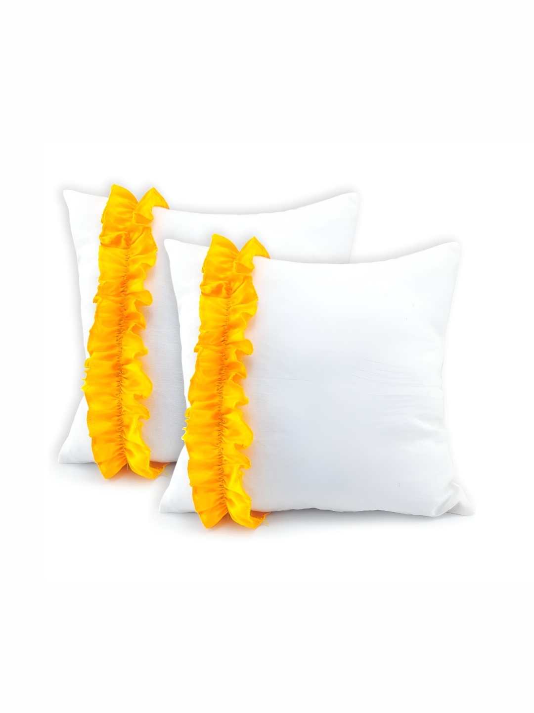 

BIRD WING White & Yellow 2Pcs Cotton Square Cushion Covers