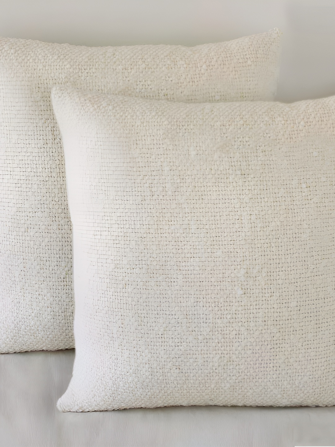 

BIRD WING Beige 2 Pieces Cotton Square Self Design Cushion Covers