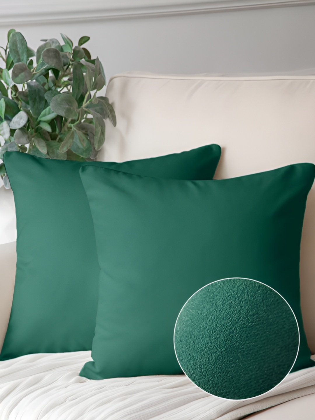 

BIRD WING Green 2 Pieces Cotton Square Cushion Covers