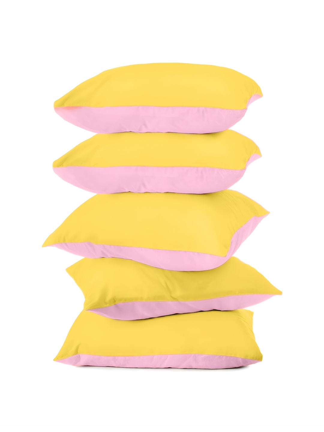 

BIRD WING Yellow & Pink 5 Pieces Cotton Square Cushion Covers