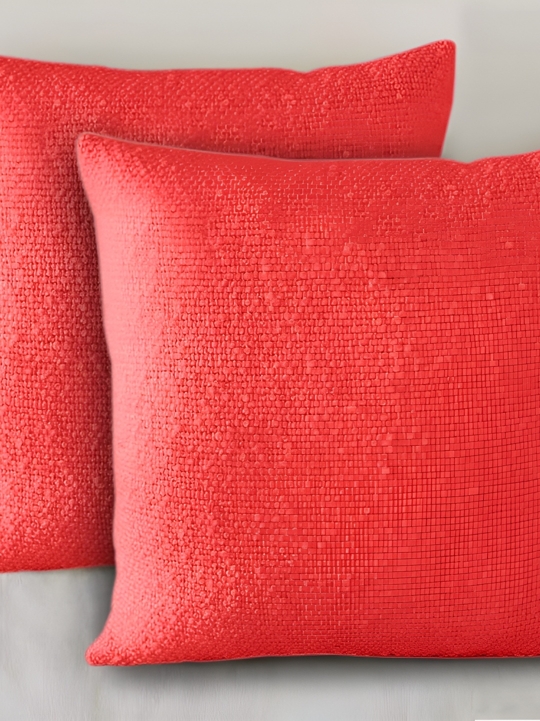 

BIRD WING Red 2 Pieces Cotton Square Self Design Cushion Covers