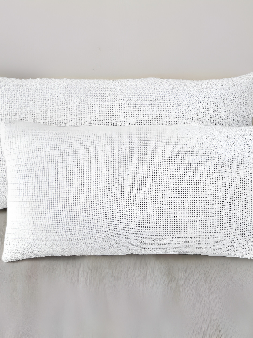 

BIRD WING White 2 Pieces Cotton Rectangle Self Design Cushion Covers