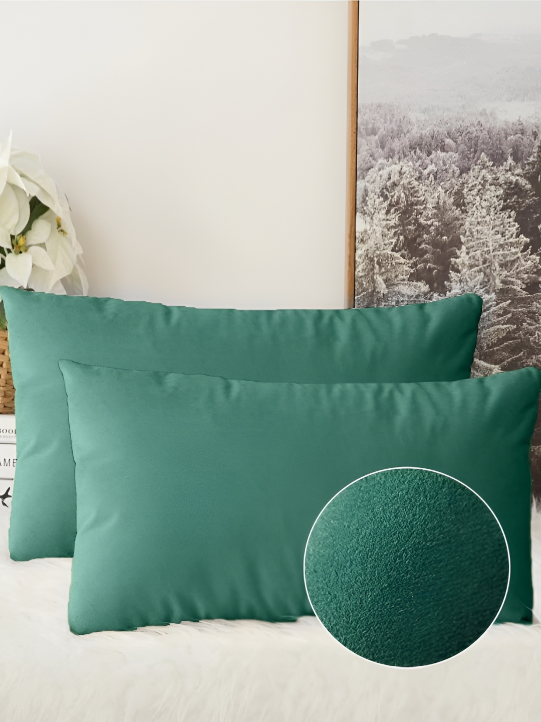 

BIRD WING Green 2 Pieces Rectangle Cushion Covers