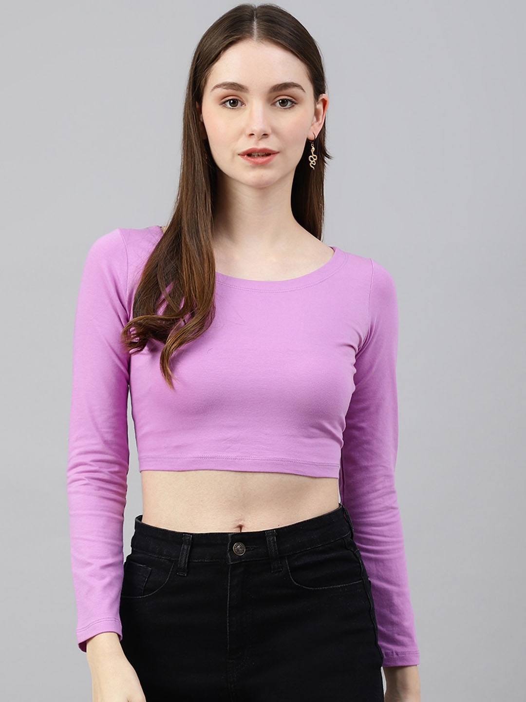 

COLOR CAPITAL Scoop Neck Fitted Crop Top, Lavender