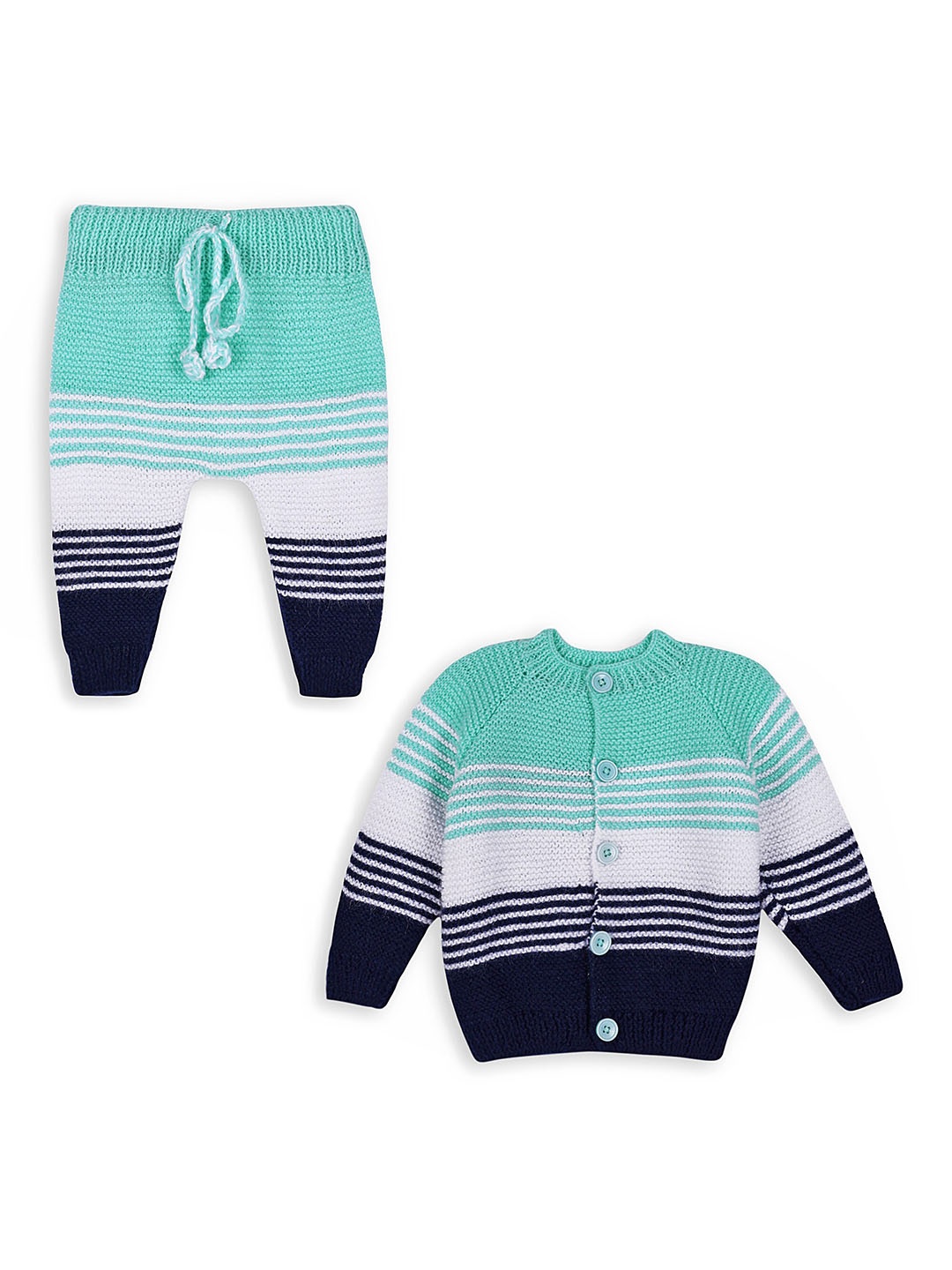 

WINDROP SOLUTIONS Kids Striped Round Neck Long Sleeves Pure Wool Shirt with Pyjamas, Navy blue