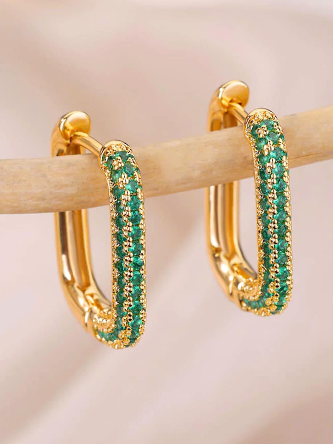 

SALVE Anti-Tarnish Cubic Zirconia Stainless Steel Geometric Half Hoop Earrings, Gold