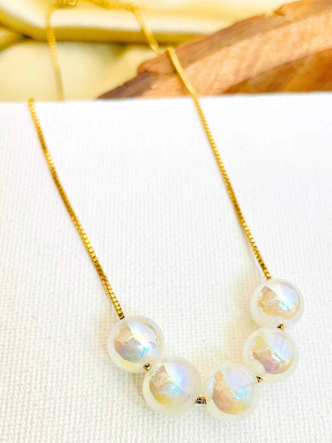 

SALVE Stainless Steel Beaded Necklace, Gold