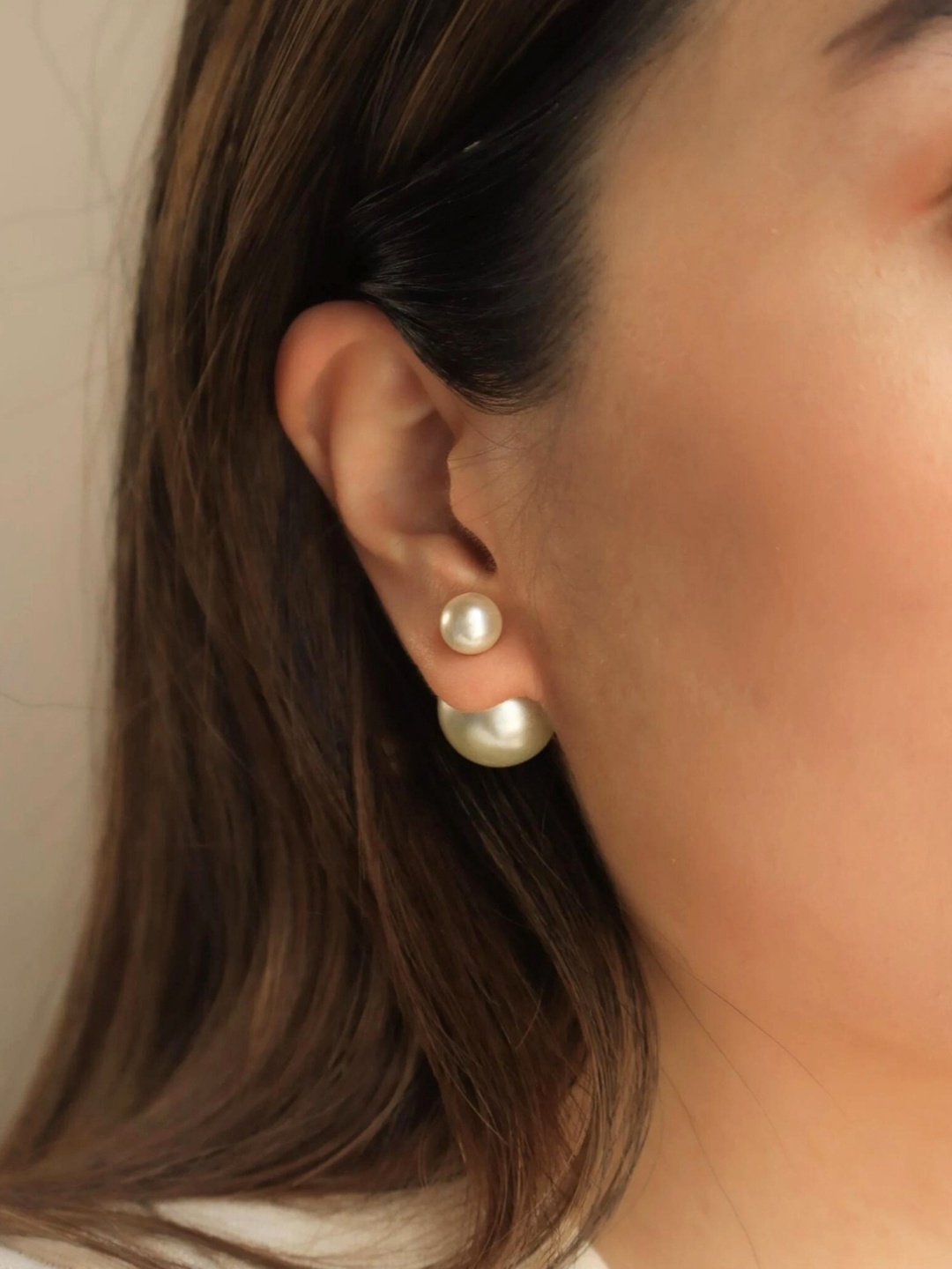

SALVE Circular 2 in 1 Double Pearl Anti-Tarnish Stud Earrings, White