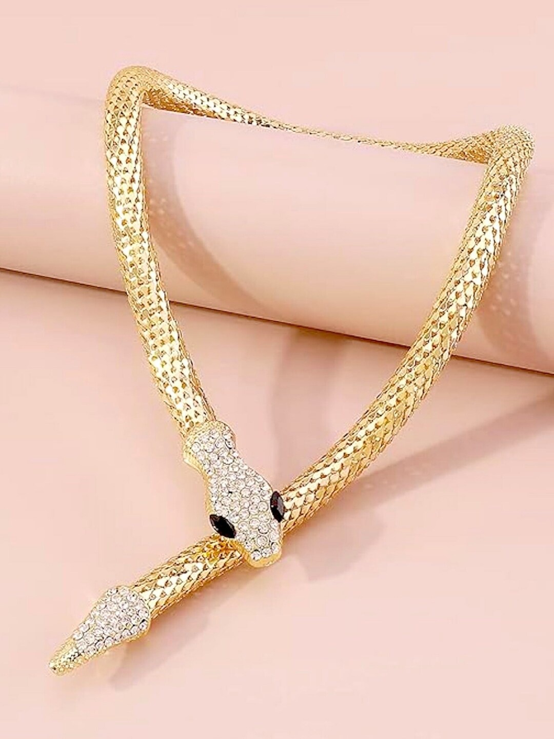 

SALVE Cubic Zirconia Studded Choker Necklace, Gold