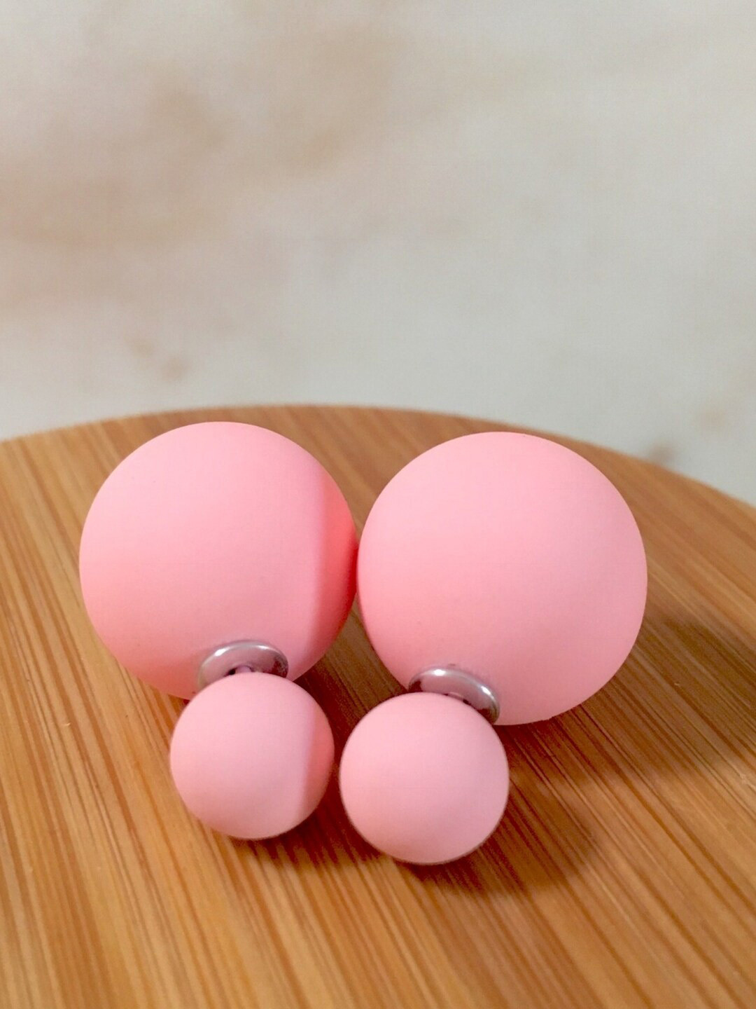 

SALVE 2 in 1 Stainless Steel Pearls Circular Stud Earrings, Pink