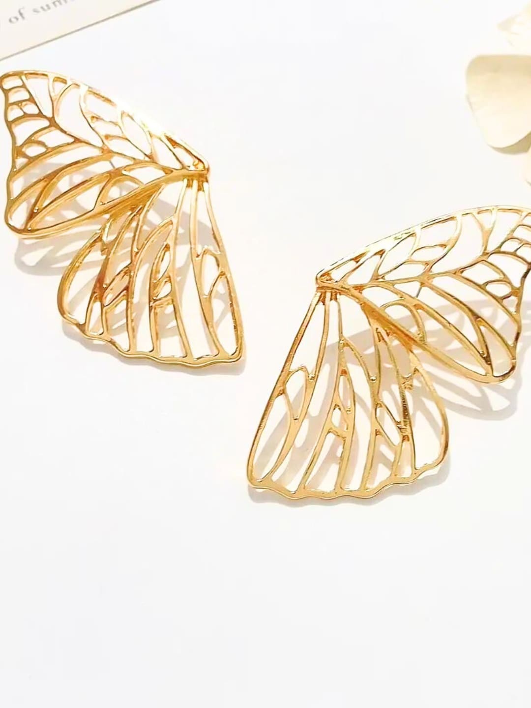 

SALVE Metal Butterfly Contemporary Drop Earrings, Gold
