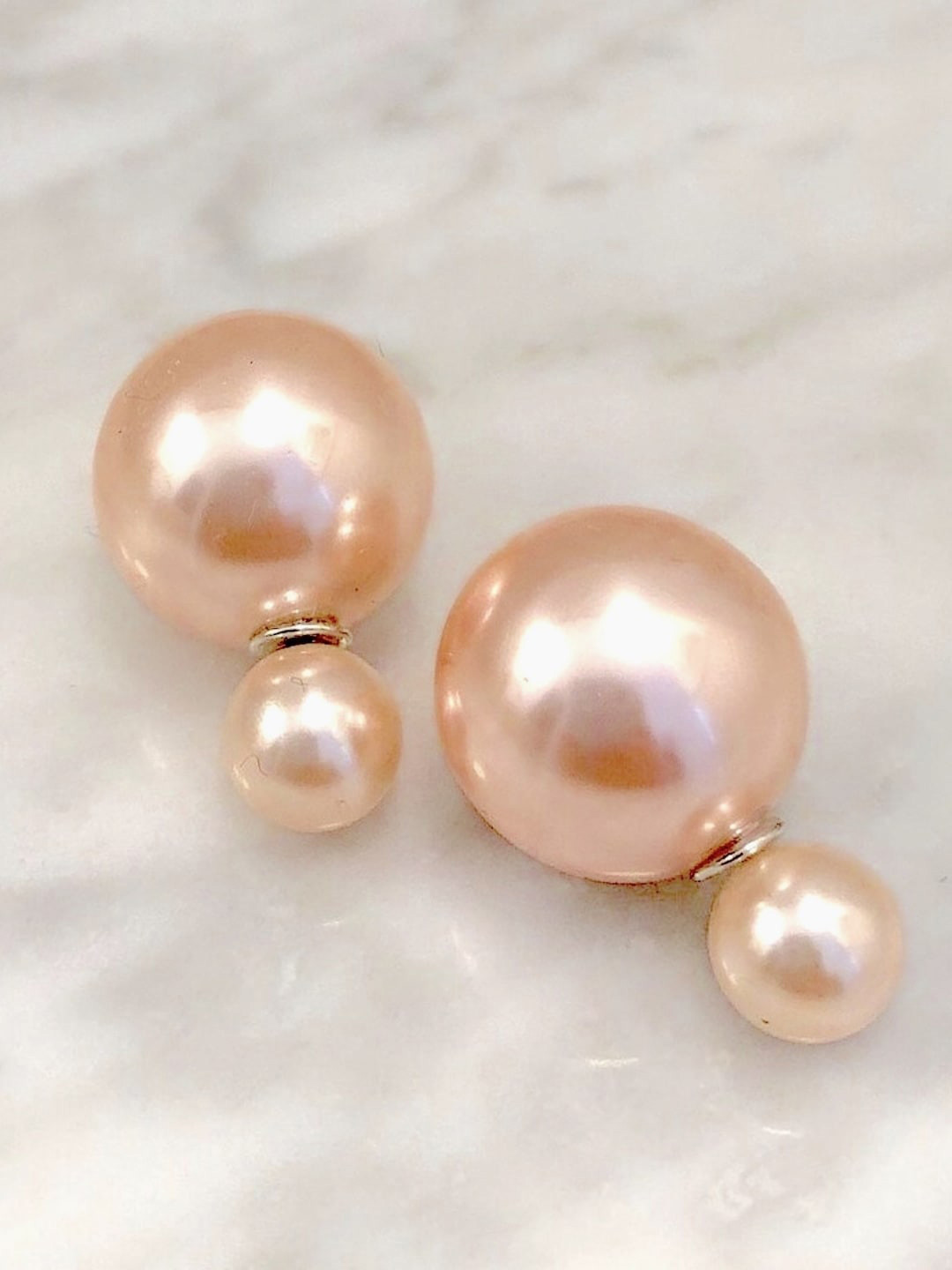 

SALVE Stainless Steel Artificial Beads-Beaded Studs Earrings, Rose gold
