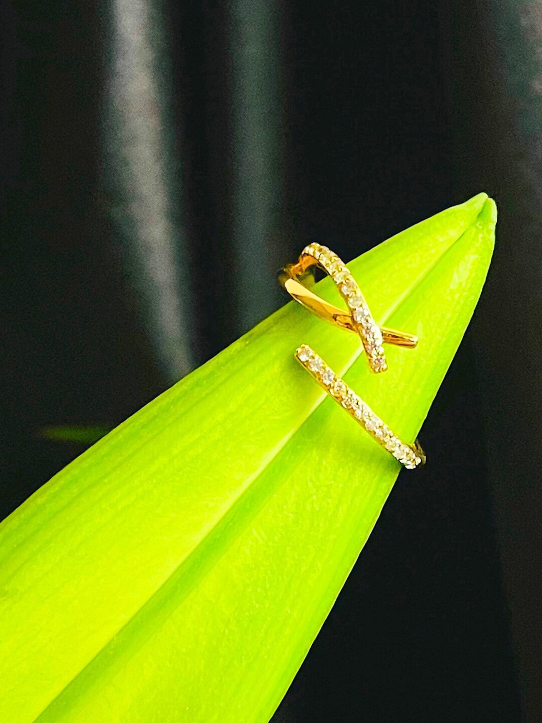 

SALVE CZ Studded Adjustable Anti-Tarnish Finger Ring, Gold
