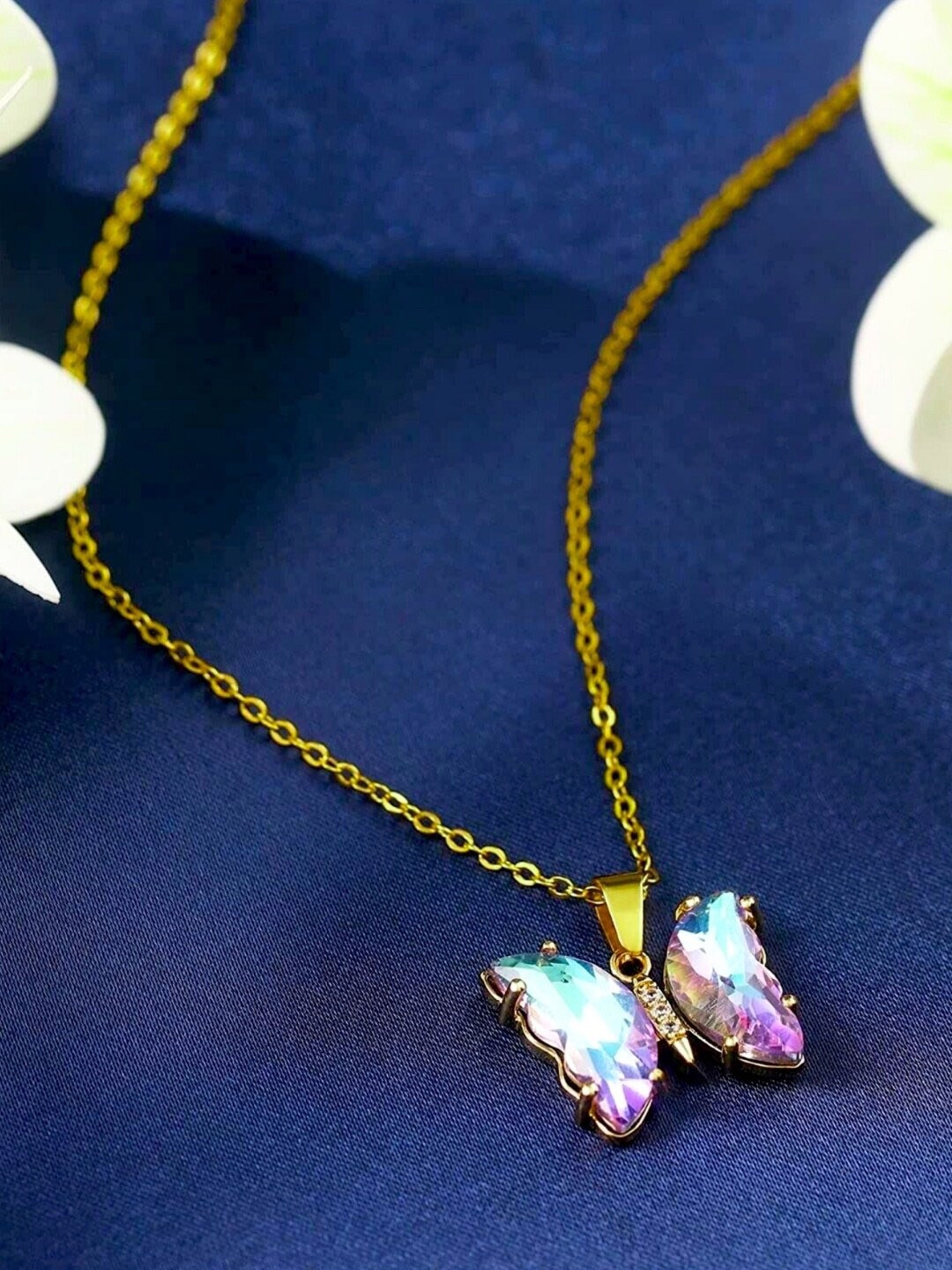

SALVE Stainless Steel Anti-Tarnish Butterfly Shaped Pendant With Chain, Gold
